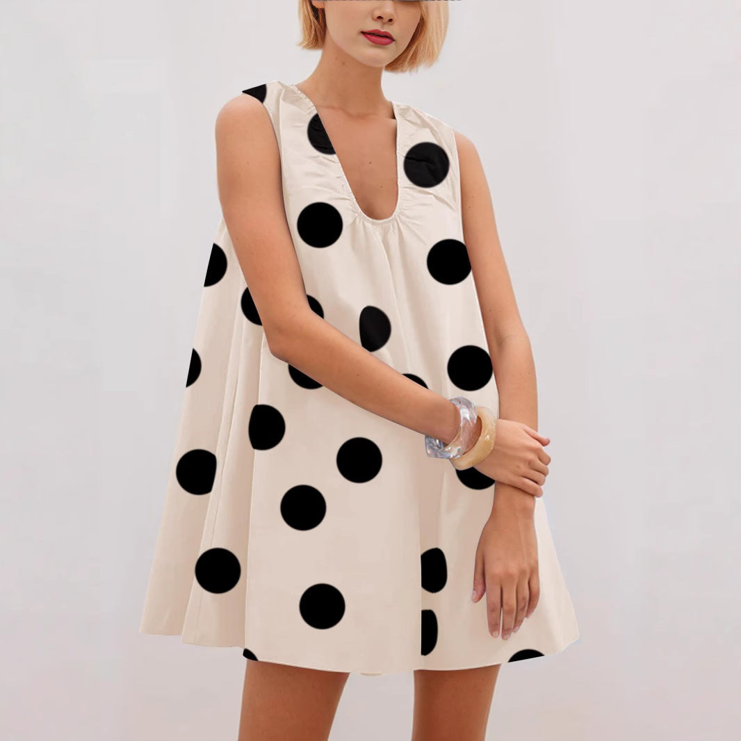 Damer Polka Dot A-linje Kjole Stilla