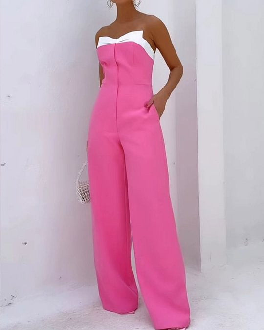 Dame Elegant Jumpsuit med Hjerteformet Udsnit og Bred Ben Skovae
