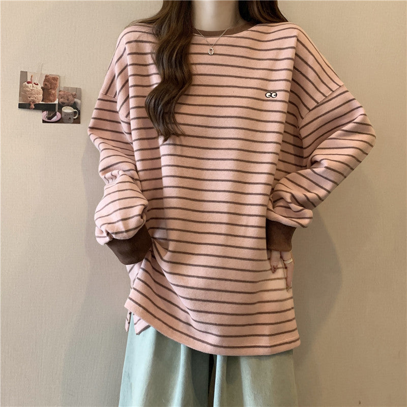 Femme Relaxed Stribet Rundhals Sweatshirt Stilla