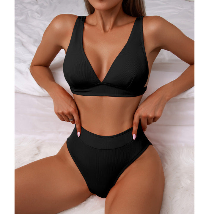 Damer Højt skåret bikini med åndbart top og elastisk bånd Skovae
