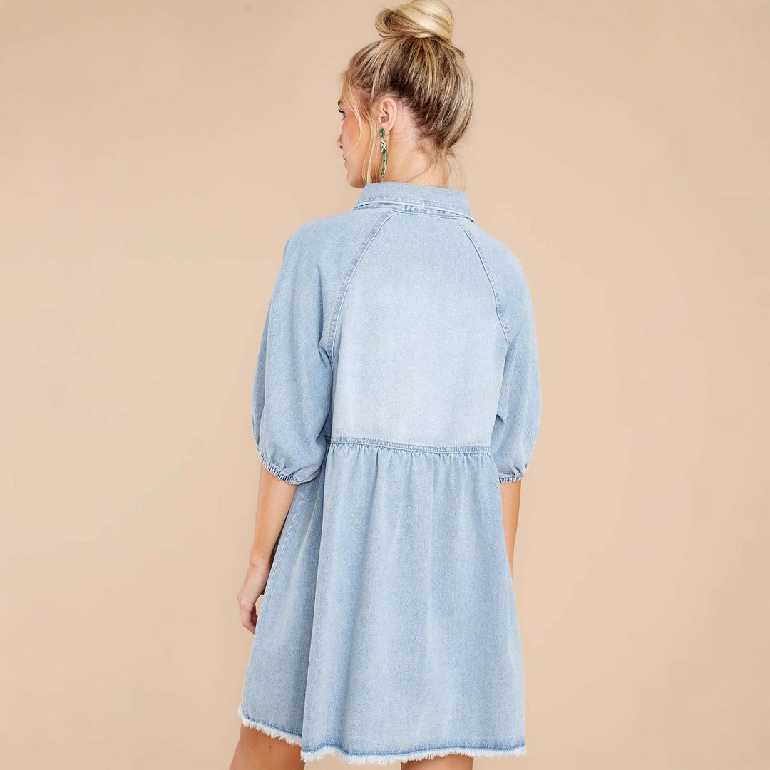 Dame Fritids Denim Skjortekjole Stilla