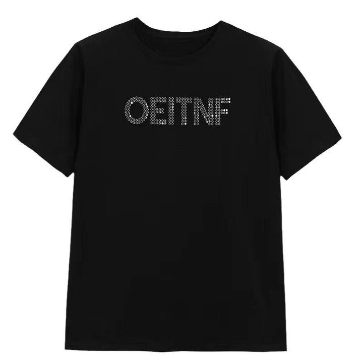 Dame T-shirt med glitrende skrift og afslappet oversized snit Stilla