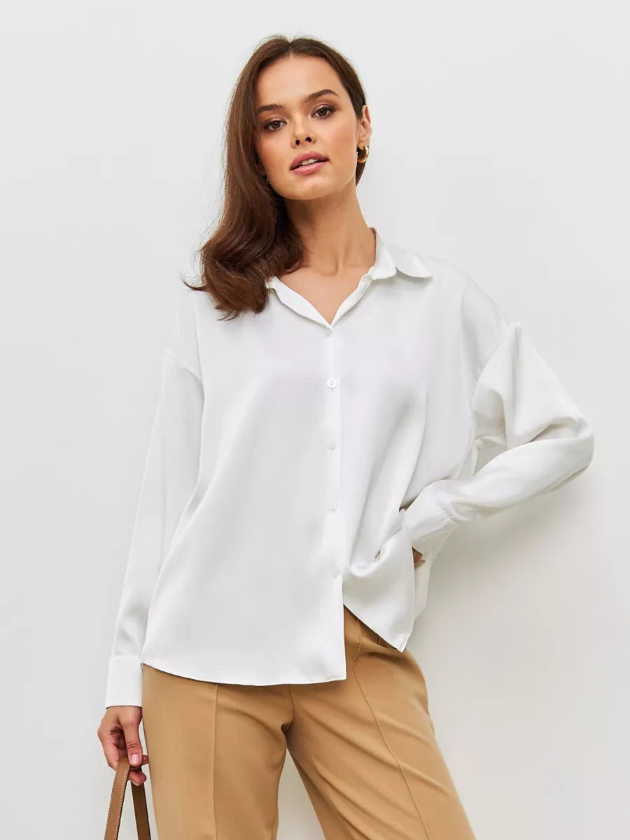 Damer Elegant bluse top lavet af kvalitets satin Stilla