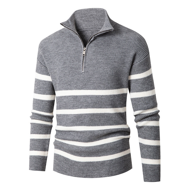 Herre Høj Hals Stribet Pullover Sweater Stilla