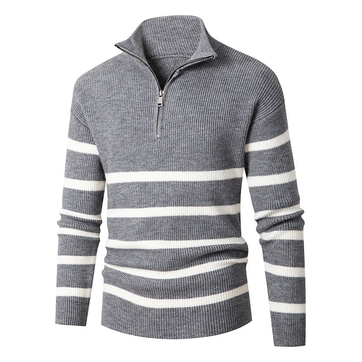 Herre Høj Hals Stribet Pullover Sweater Stilla
