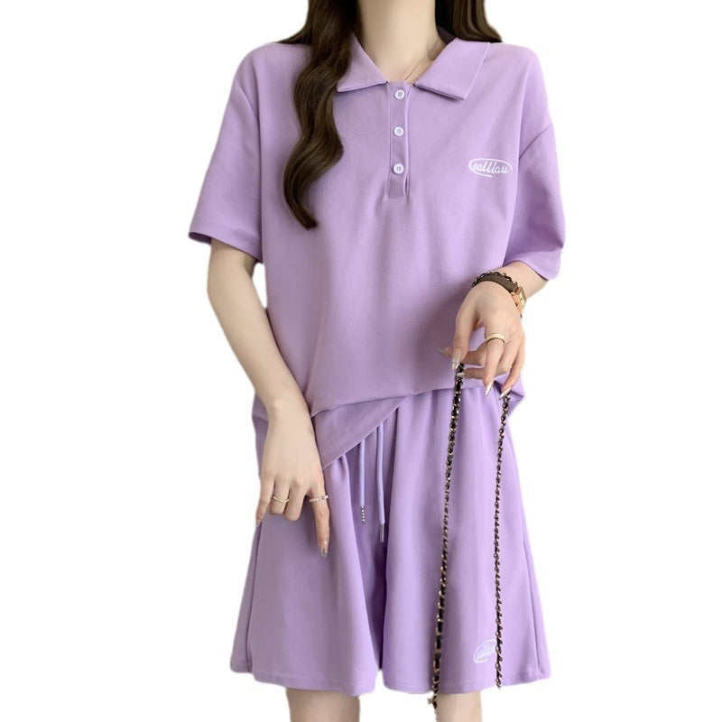 Femme Polo Shirt og Shorts Sæt Stilla