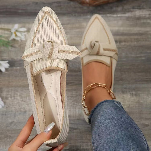 Dame Ballerinas med elegant knudedetalje og åndbart overmateriale Stilla