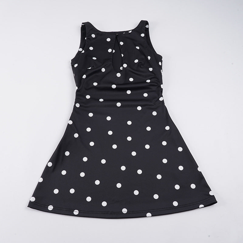 Damekjole i legende polka-dot design med flydende snit Skovae