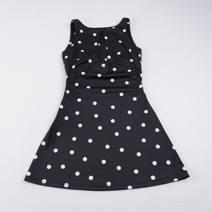 Damekjole i legende polka-dot design med flydende snit Skovae