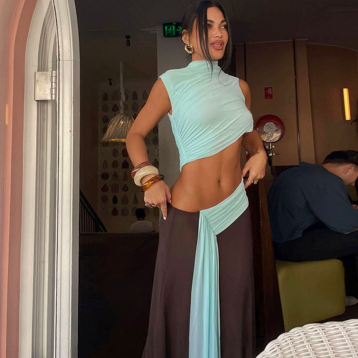 Dame vikkelkjole med moderne draperingsdesign og elegant snit Skovae