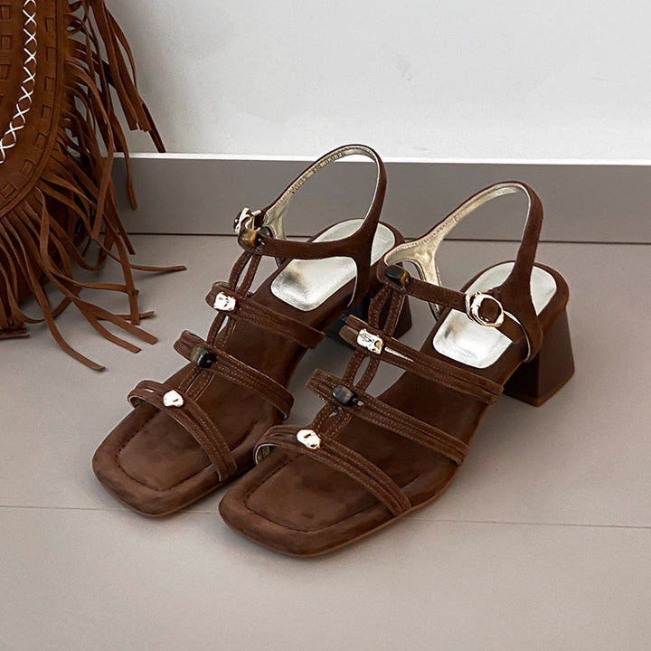 Dame Strappy Blokhæle sandaler med stilfulde spænde detaljer Stilla