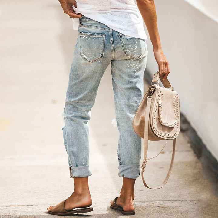 Dame casual Ripped Jeans i Vintage-stil Stilla