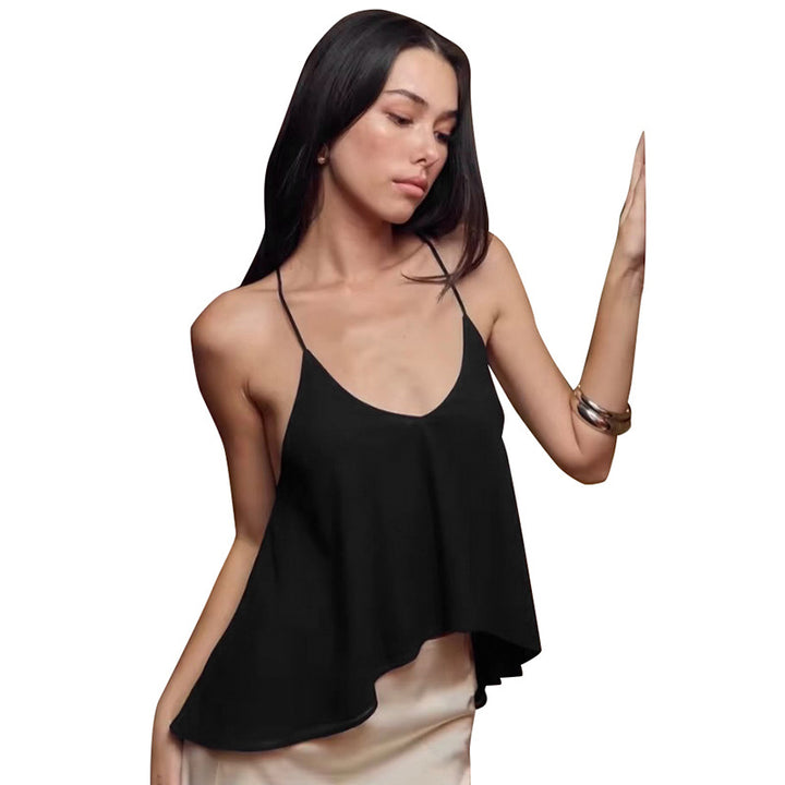 Damer let tanktop med asymmetrisk kant og flydende stof Skovae