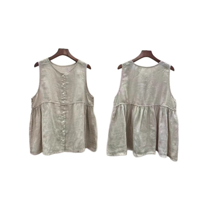 Femme Knap-Ned A-Linje Bluse med plisserede detaljer Stilla