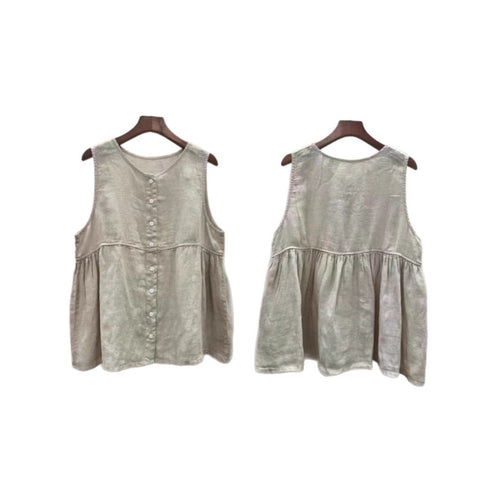 Femme Knap-Ned A-Linje Bluse med plisserede detaljer Stilla