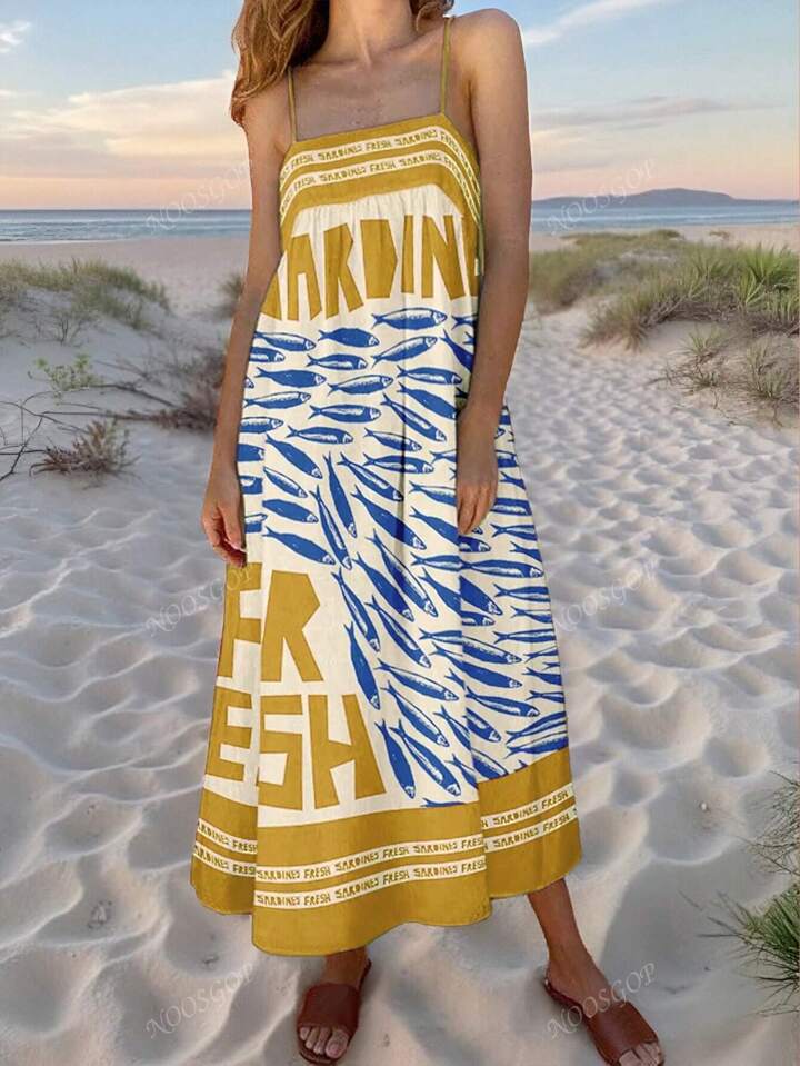 Dame Casual Grafik Maxi Kjole Stilla
