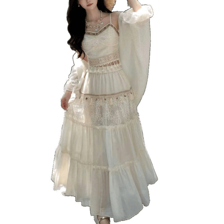 Femme Elegante Trin-Maxi-Kjole med detaljeret Broderi Stilla