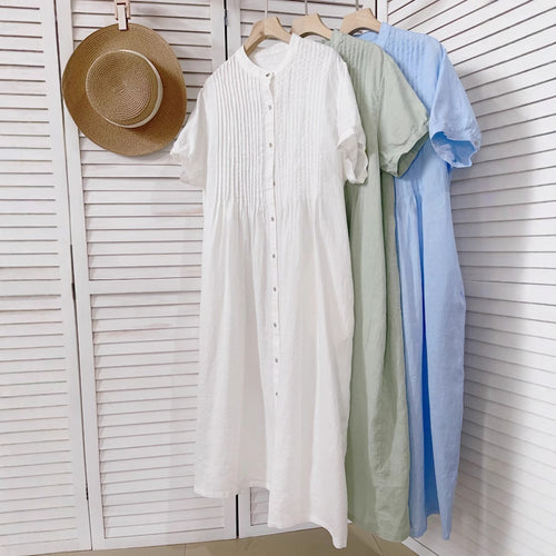 Dame Casual Button-Down Linnebluse med unikke foldede detaljer Stilla
