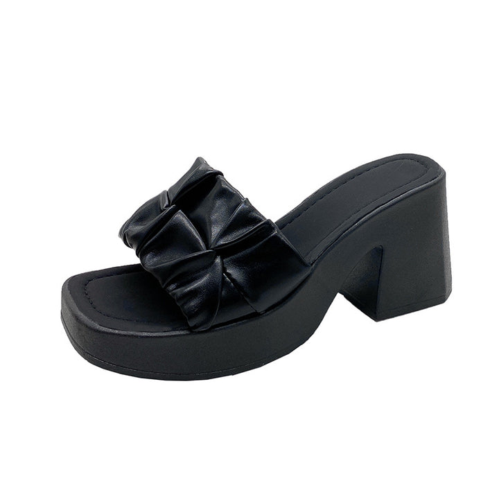 Dame Komfortable Plateau-Sandaler med stilfuld Rynkning Stilla