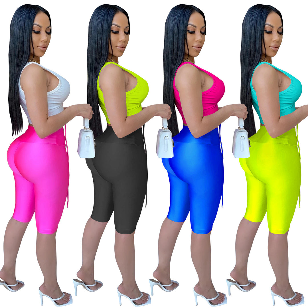 Dame Crop-Top og High-Waist Leggings Sæt med Snøringsdetaljer Stilla