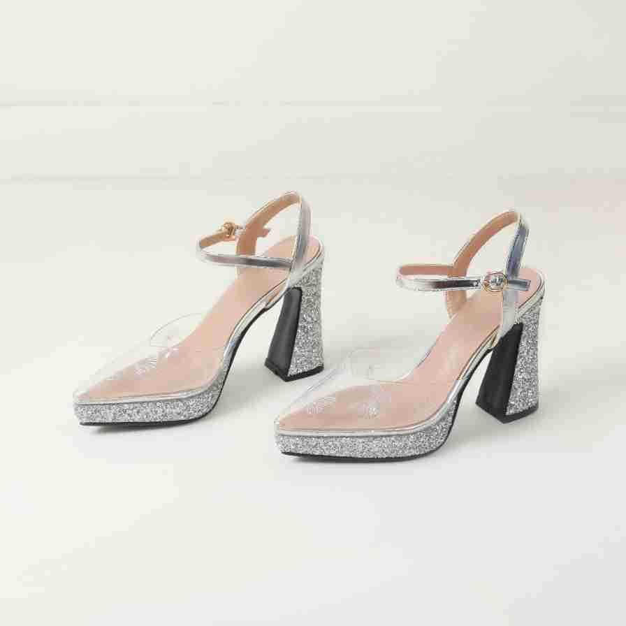 Femme Strappy Glitter-betonede Blokhæle Sandaler Stilla