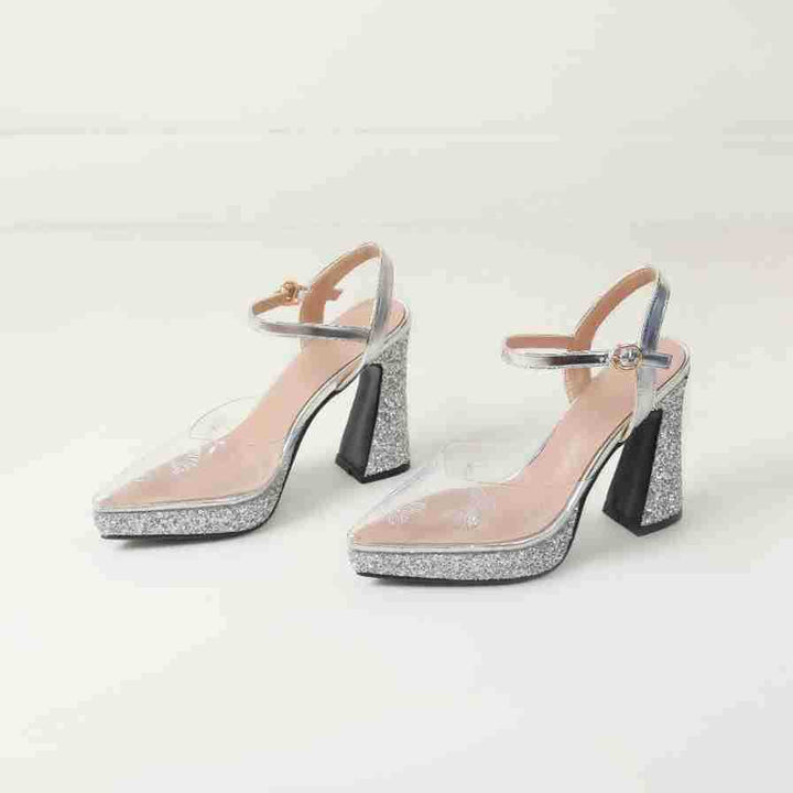 Femme Strappy Glitter-betonede Blokhæle Sandaler Stilla