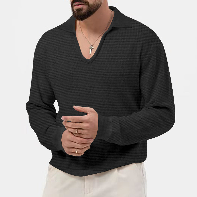 Herren V-hals pullover i afslappet strikdesign Stilla