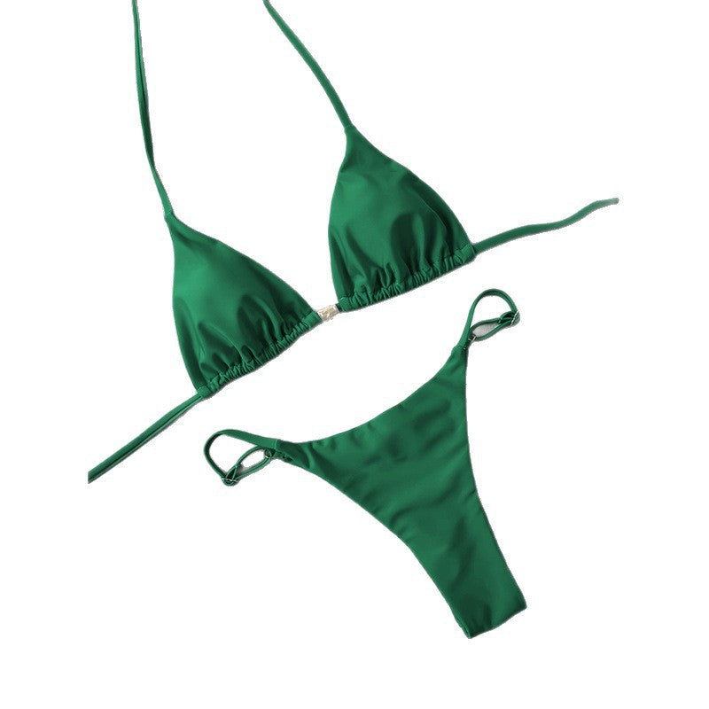 Dame triangel-bikini med justerbare stropper og elegante detaljer Skovae