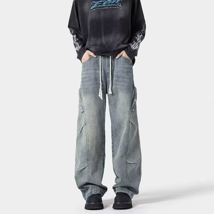 Herrer brede Cargo-jeans med funktionelle lommer og moderne design Stilla