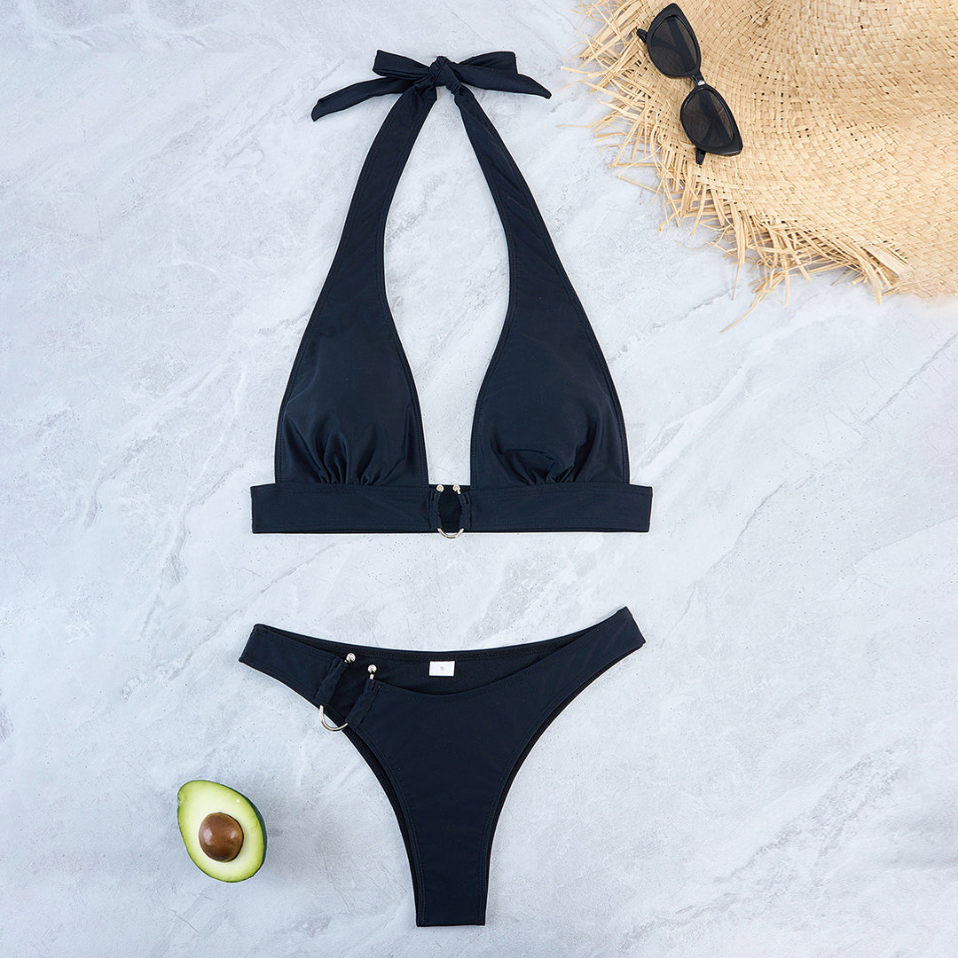 Femme High-Cut Triangle Bikini Sæt med Ringdetalje Stilla