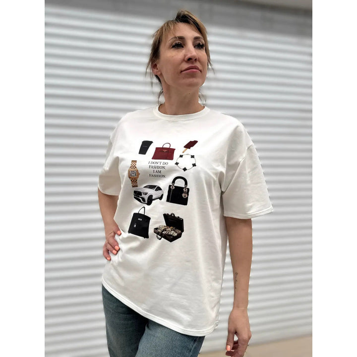 Dame T-Shirt med kreativt mode-motiv og bemærkelsesværdigt tryk Stilla