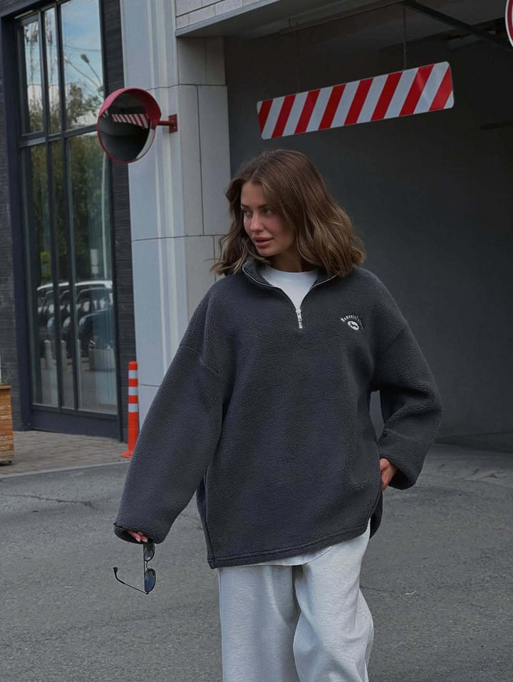 Damerne komfortable pullover med kort lynlås og blød fløjløs indre struktur Stilla