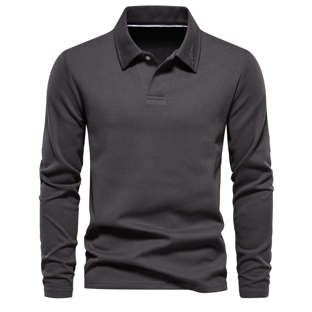 Herrer Langærmet Poloshirt med intensivt strukturelt design og klassisk krave Stilla