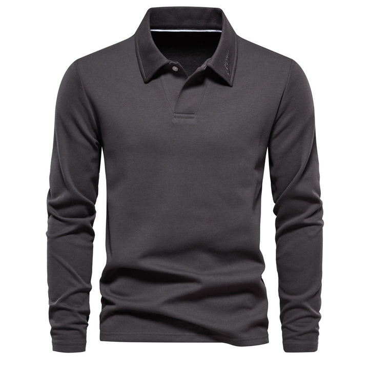 Herrer Langærmet Poloshirt med intensivt strukturelt design og klassisk krave Stilla
