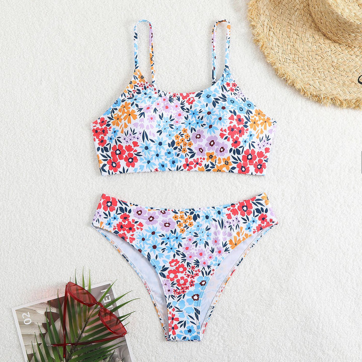 Dame Floral Print Bralette og Højtaljet-Bikini Sæt Stilla