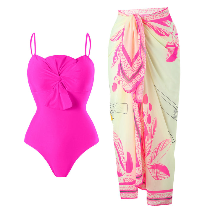 Dame one-piece badedragt med elegant indpakningsdesign og matchende saronglignende overkjole Stilla