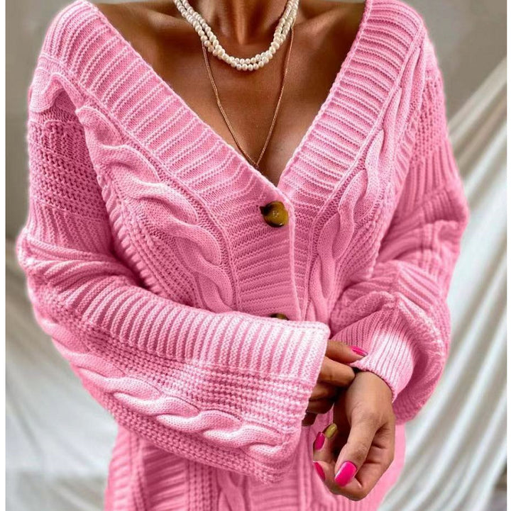 Femme Chunky Strikjakke med flettede detaljer Stilla