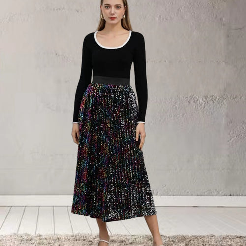 Dame Glimmer Maxi Kjole med stilfulde Pailletter og elegant Snit Stilla