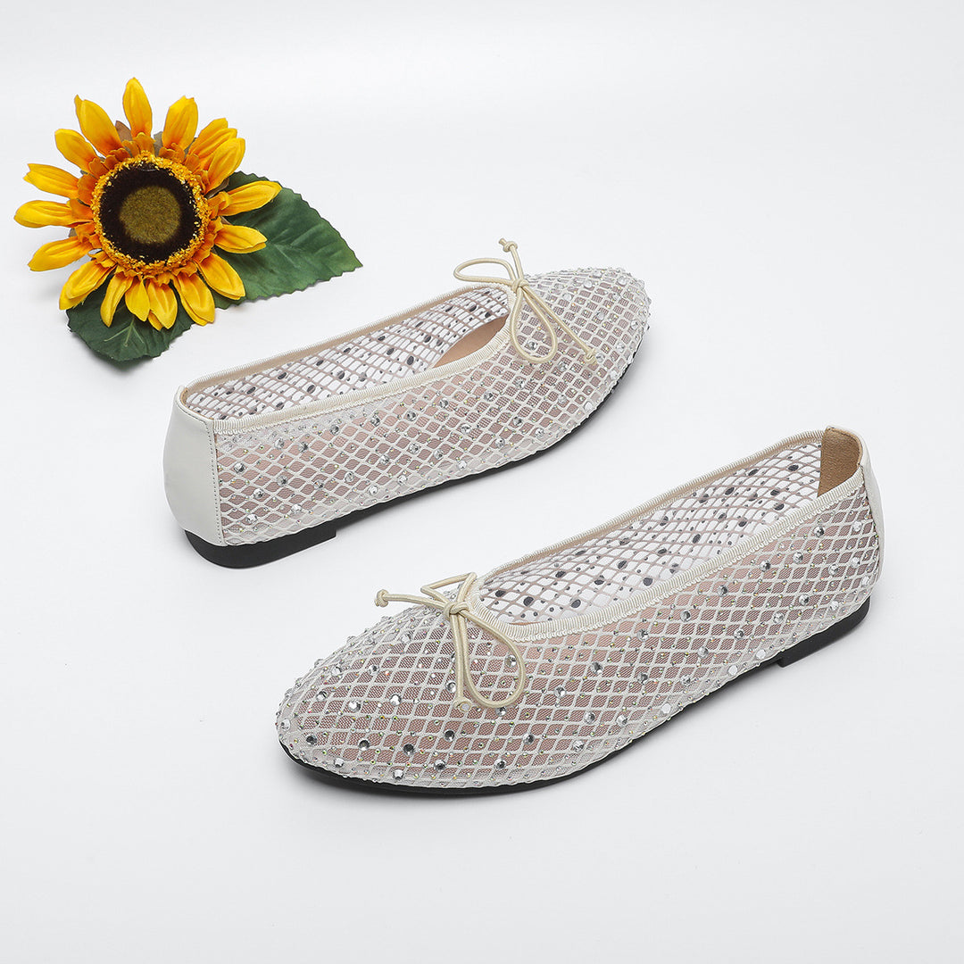 Dame glitrende ballerinas med dekorativt netdesign Stilla