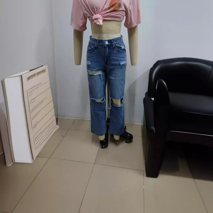 Dame Løse Ripped Jeans med trendy Baggy-snit Stilla