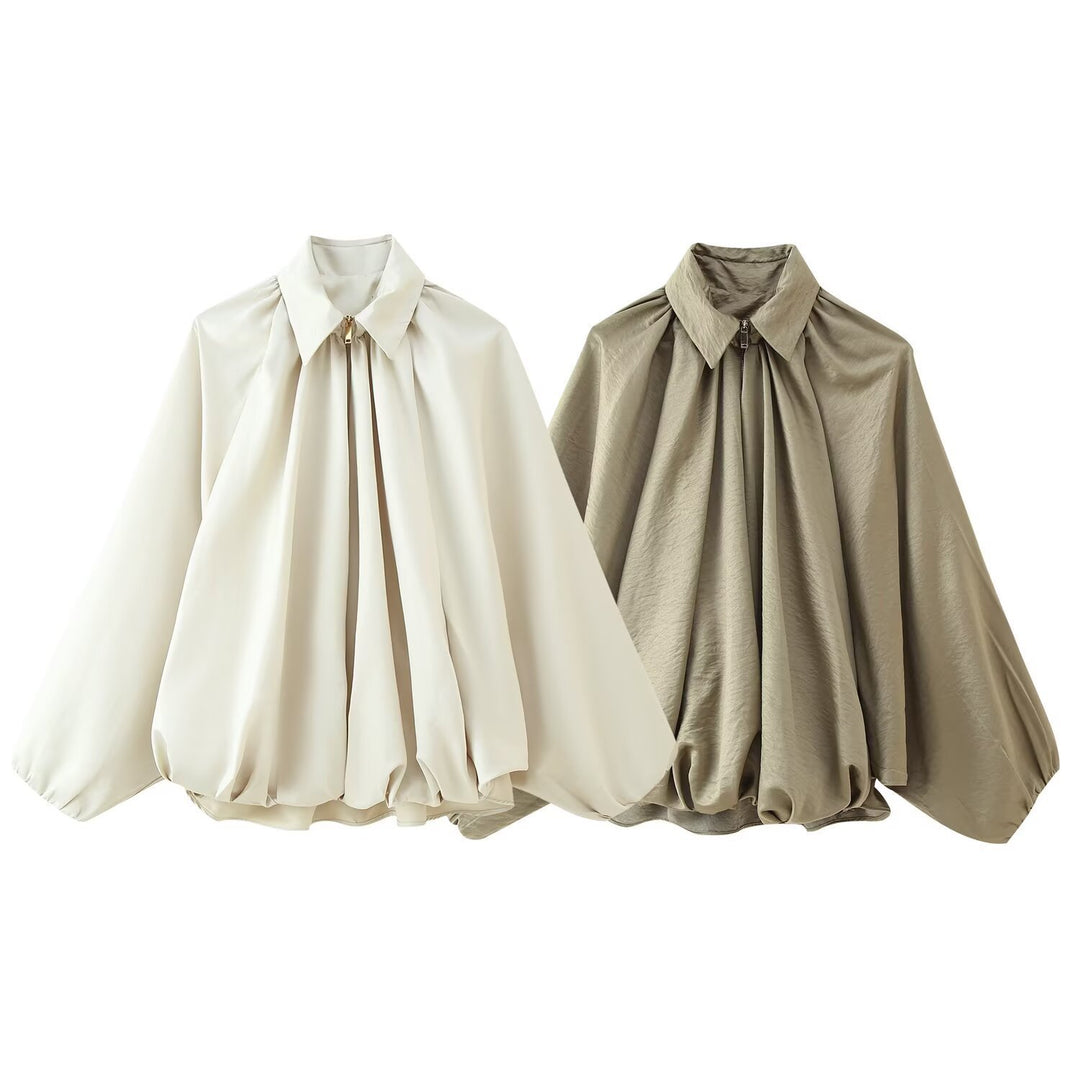 Femme Draped høj krave bluse Stilla