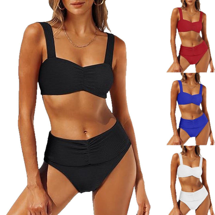 Dame Bikini-sæt med høj talje og moderne flæsedesign Stilla
