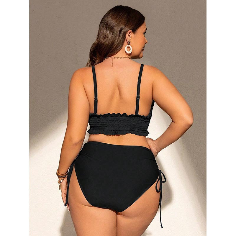 Dame Bandeau-bikini med ruffledetaljer og justerbare stropper Skovae