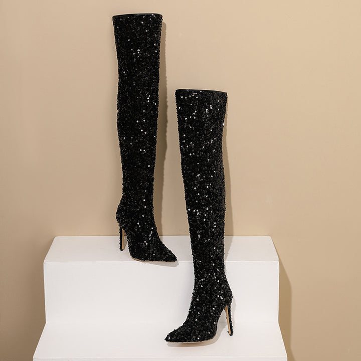 Femme Over-the-Knee Glitter Stiletto Støvler Stilla