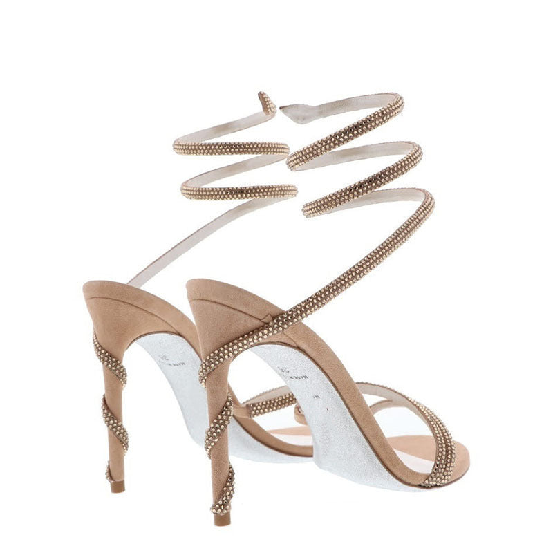 Femme Strappy Højhælede Sandaler med spiralformede Strassakcenter Stilla