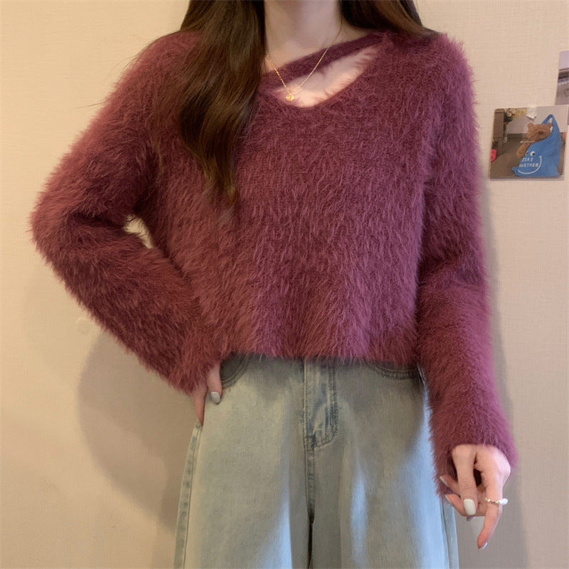 Femme Soft Fluffy Knit Pullover Sweater Stilla