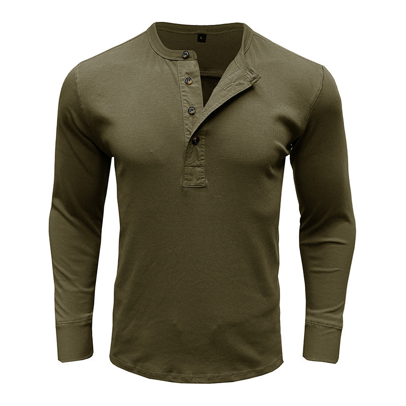 Stilla | Lange ærmer Regular fit bomuldsblanding Henley udskæring afslappet stil