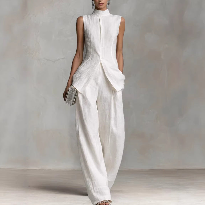 Damer Elegant Jumpsuit med høj hals og bred ben Skovae