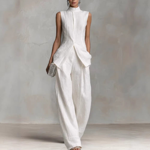 Damer Elegant Jumpsuit med høj hals og bred ben Skovae