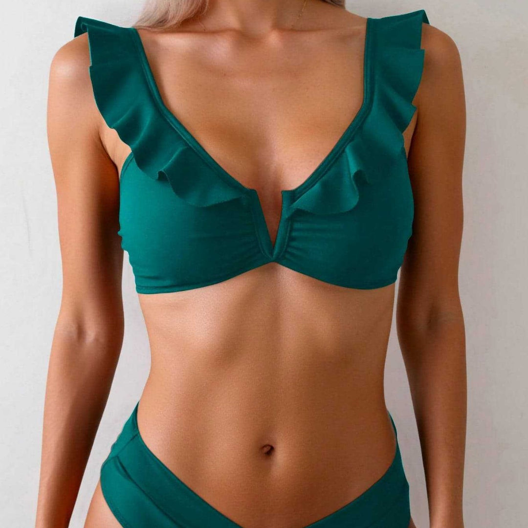 Dame Bikini-sæt med raffinerede flæsedetaljer Skovae
